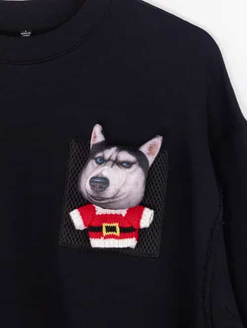 換裝得瑟哈士奇黑色「痛」毛邊衛衣 thumbnail image